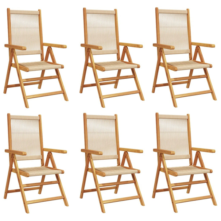 havestole 6 stk. med lænefunktion massivt akacietræ beige