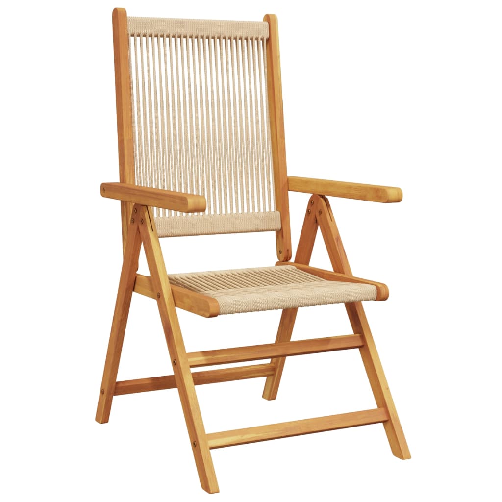 havestole 8 stk. med lænefunktion massivt akacietræ beige