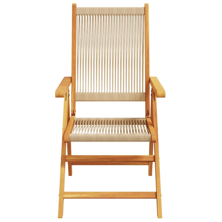havestole 8 stk. med lænefunktion massivt akacietræ beige