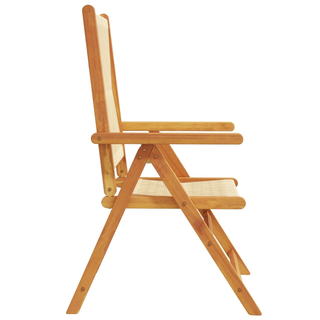 havestole 8 stk. med lænefunktion massivt akacietræ beige