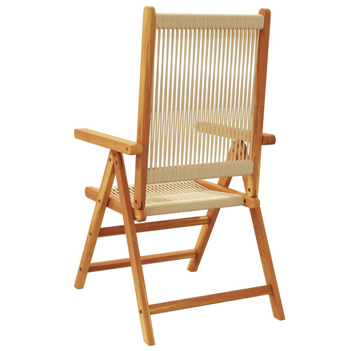 havestole 8 stk. med lænefunktion massivt akacietræ beige