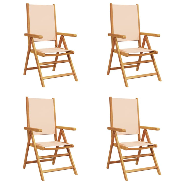 havestole 4 stk. med lænefunktion stof og massivt træ beige