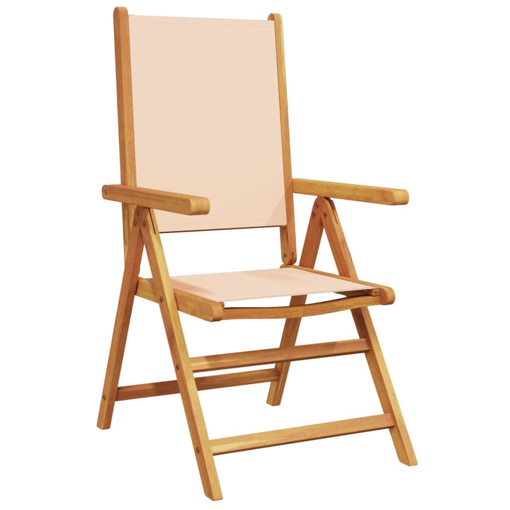 havestole 4 stk. med lænefunktion stof og massivt træ beige