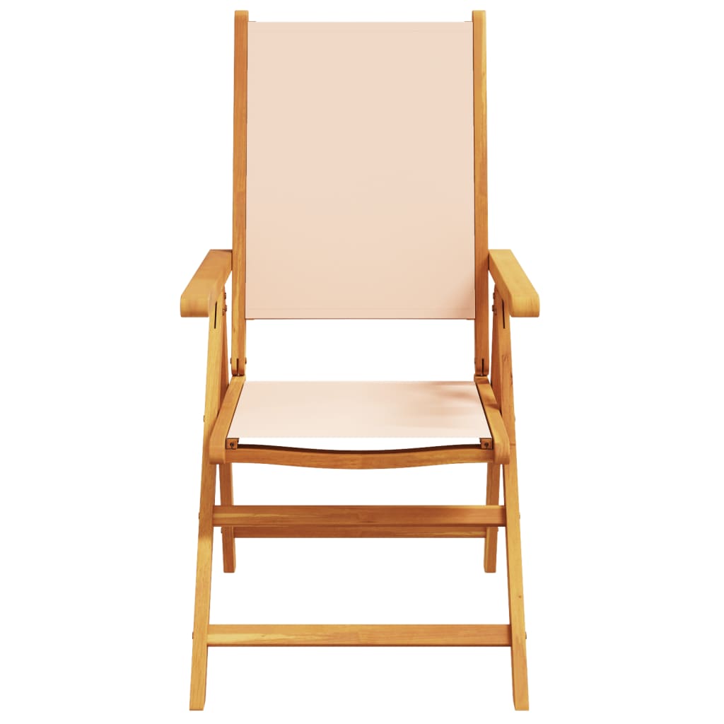 havestole 4 stk. med lænefunktion stof og massivt træ beige