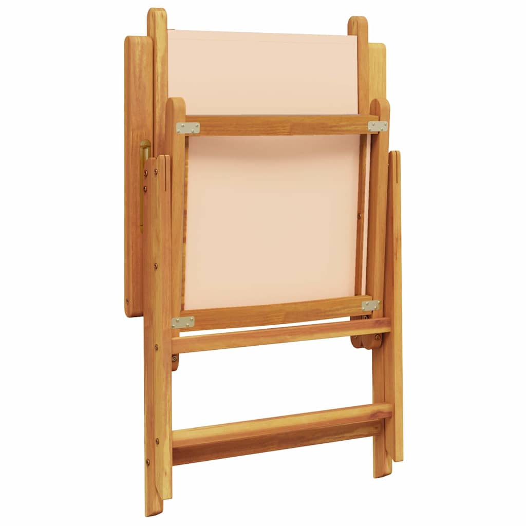 havestole 4 stk. med lænefunktion stof og massivt træ beige