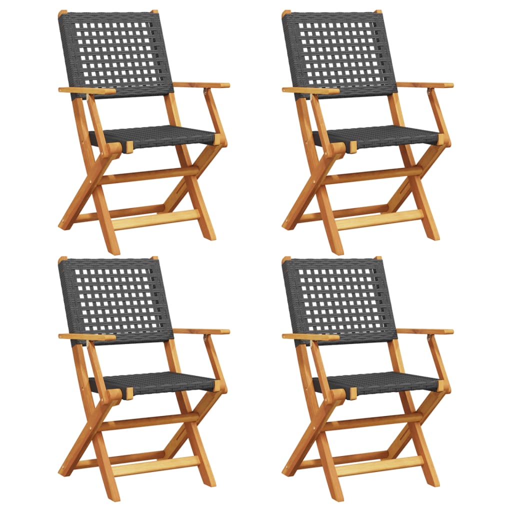 foldbare havestole 4 stk. polyrattan sort