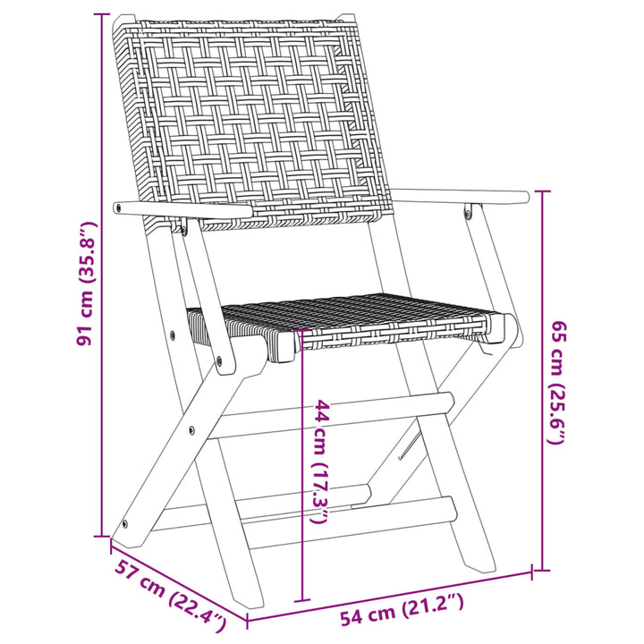 foldbare havestole 4 stk. polyrattan sort