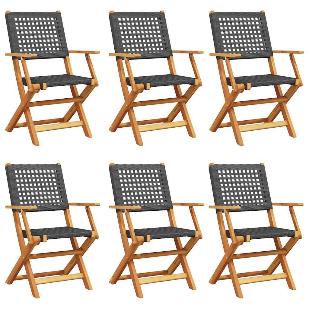 foldbare havestole 6 stk. polyrattan sort