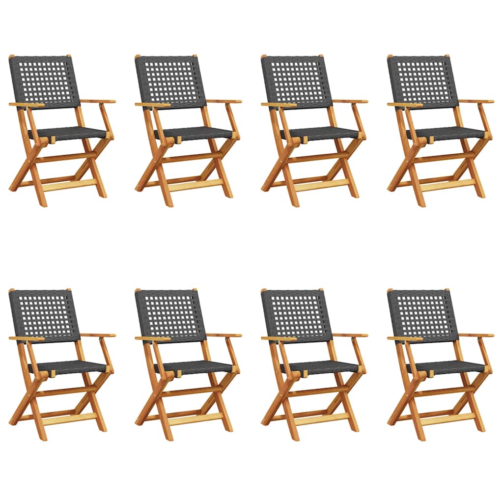 foldbare havestole 8 stk. polyrattan sort