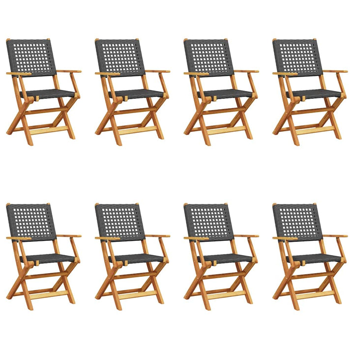 foldbare havestole 8 stk. polyrattan sort