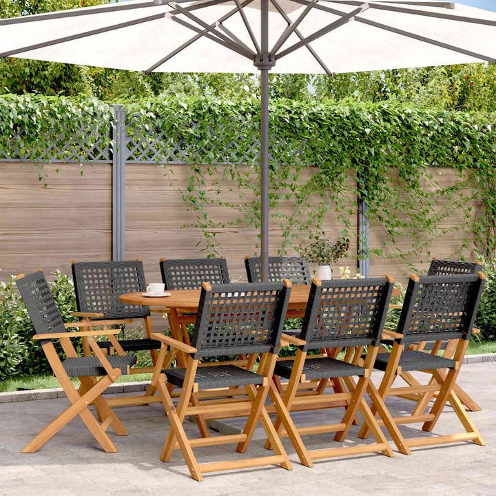 foldbare havestole 8 stk. polyrattan sort