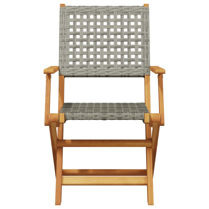 havestole 6 stk. foldbar polyrattan og massivt træ grå