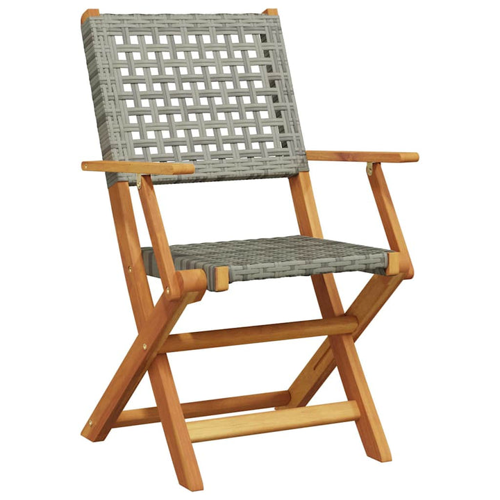 havestole 8 stk. foldbar polyrattan og massivt træ grå