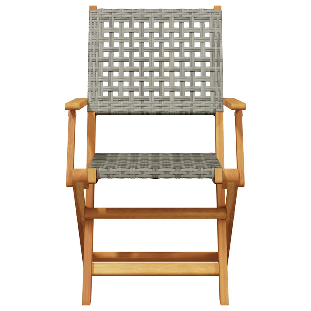 havestole 8 stk. foldbar polyrattan og massivt træ grå