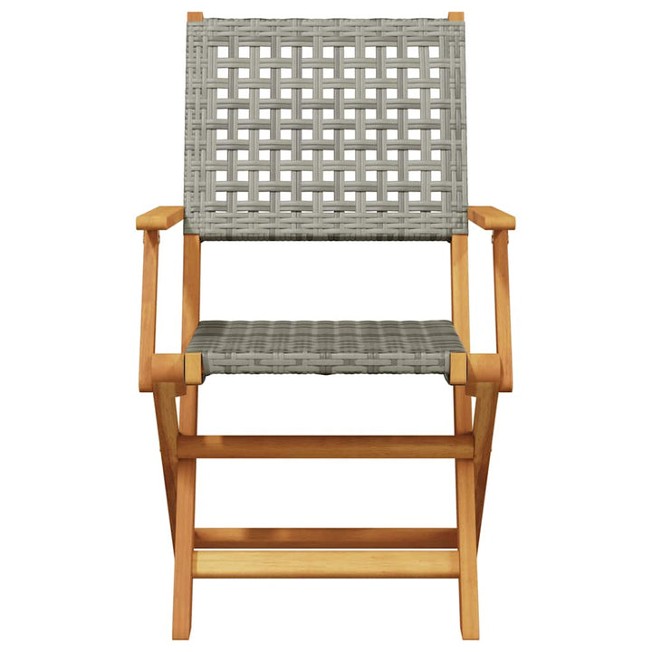 havestole 8 stk. foldbar polyrattan og massivt træ grå