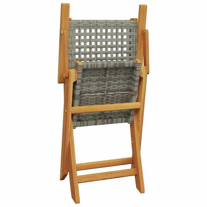 havestole 8 stk. foldbar polyrattan og massivt træ grå
