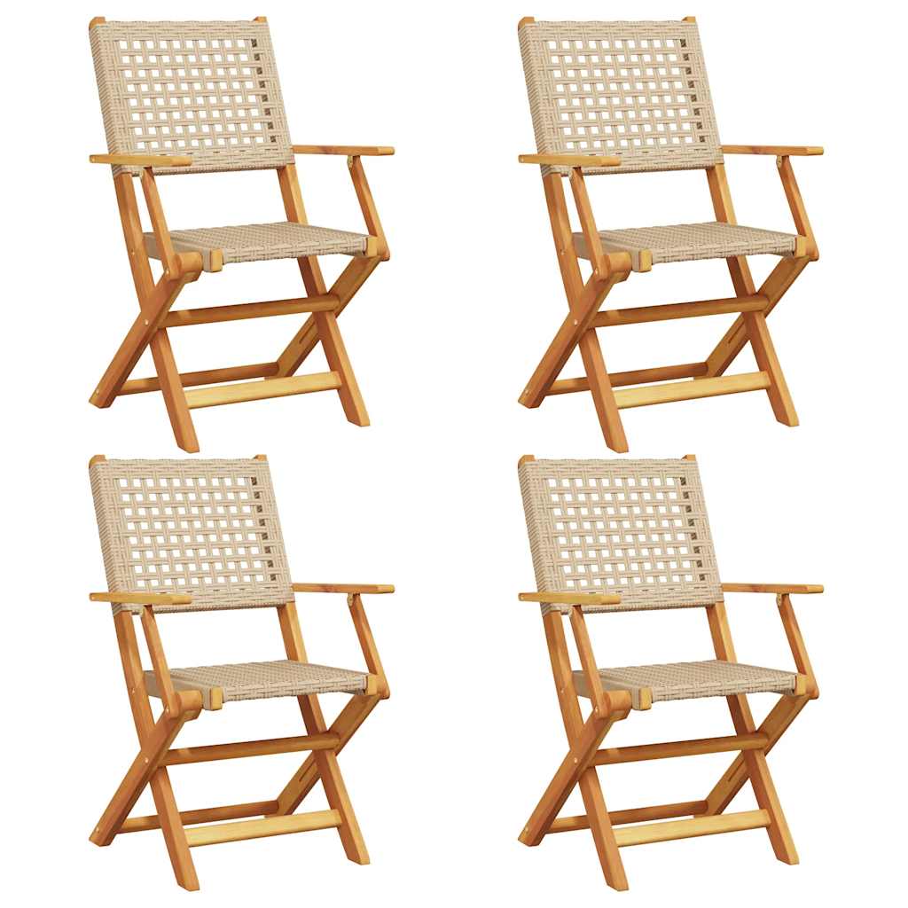 foldbare havestole 4 stk. polyrattan beige