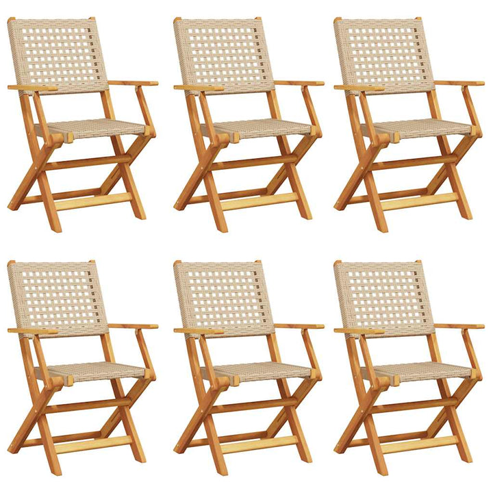 foldbare havestole 6 stk. polyrattan beige