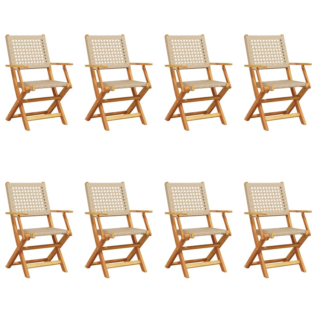 foldbare havestole 8 stk. polyrattan beige