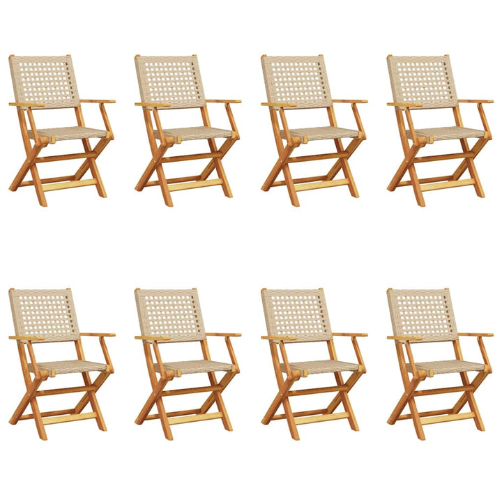 foldbare havestole 8 stk. polyrattan beige