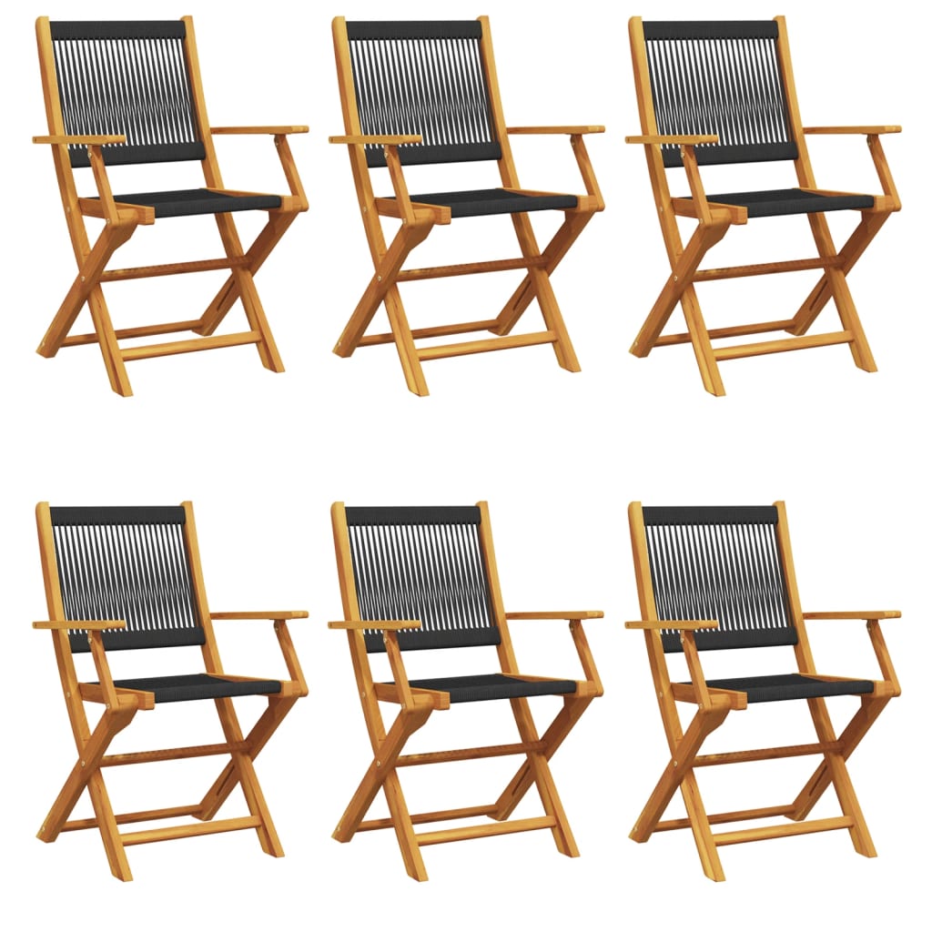 foldbare havestole 6 stk. massivt akacietræ sort