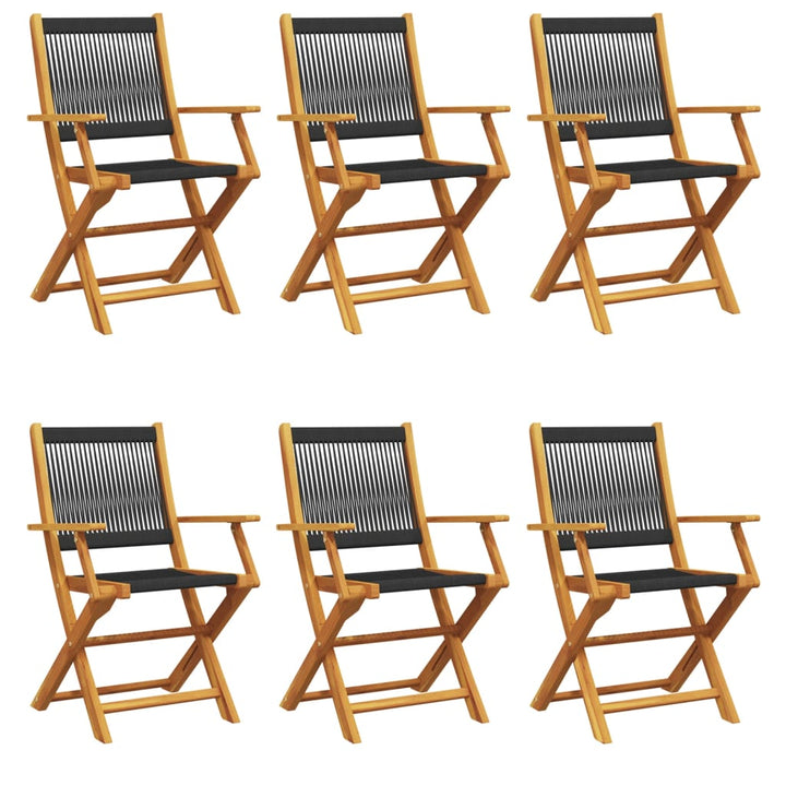 foldbare havestole 6 stk. massivt akacietræ sort