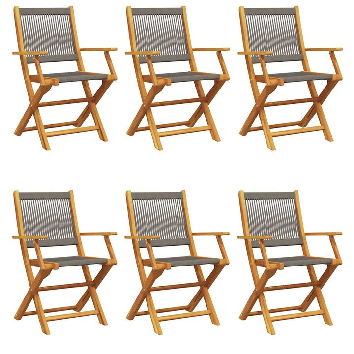 foldbare havestole 6 stk. massivt akacietræ grå