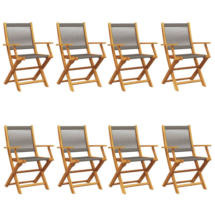 foldbare havestole 8 stk. massivt akacietræ grå