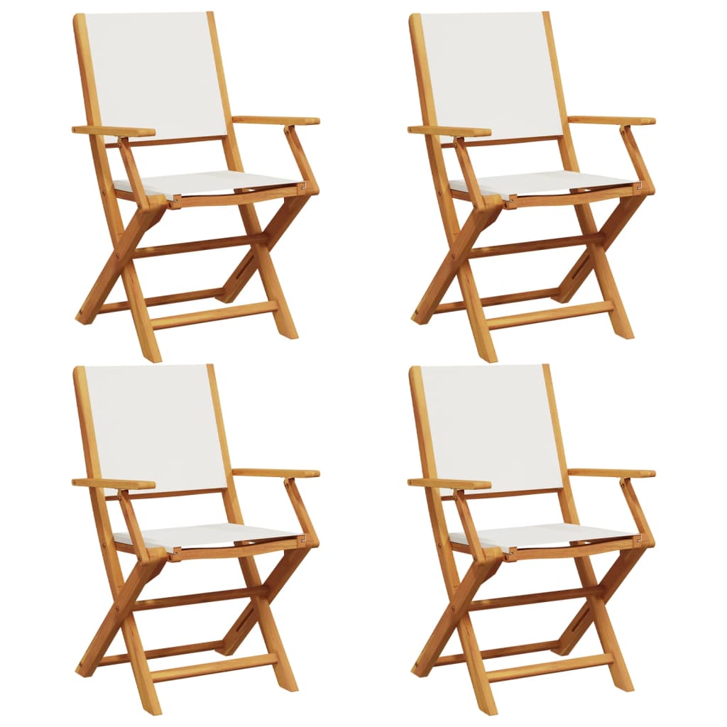 foldbare havestole 4 stk. stof og massivt træ cremehvid