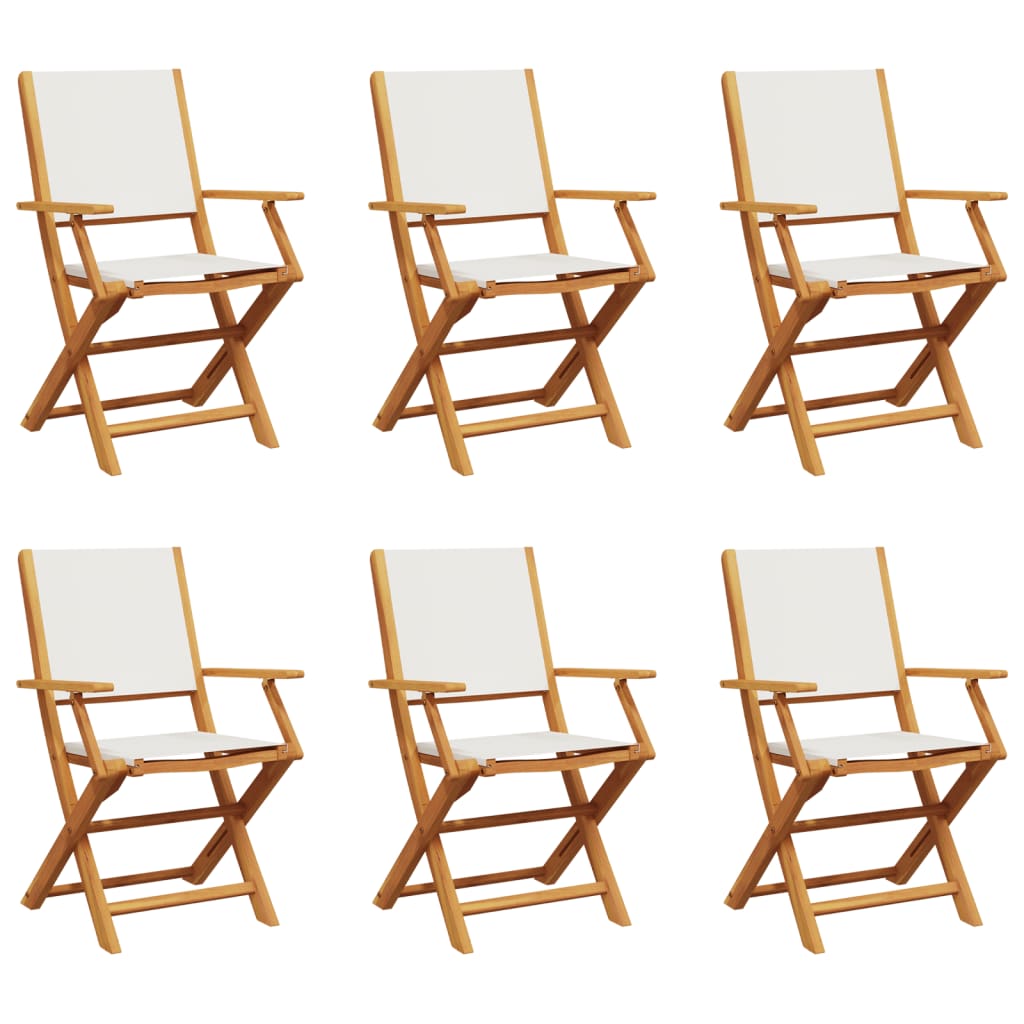 foldbare havestole 6 stk. stof og massivt træ cremehvid