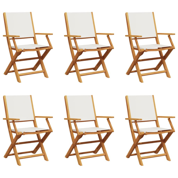 foldbare havestole 6 stk. stof og massivt træ cremehvid