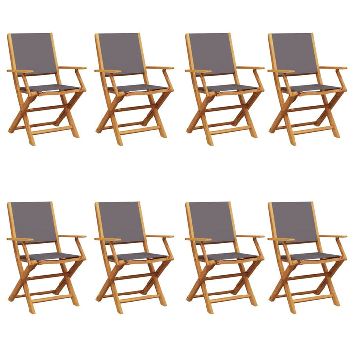 foldbare havestole 8 stk. stof og massivt træ antracit