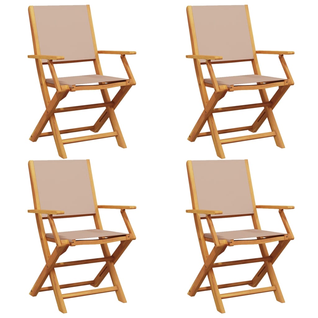 foldbare havestole 4 stk. stof og massivt træ gråbrunt