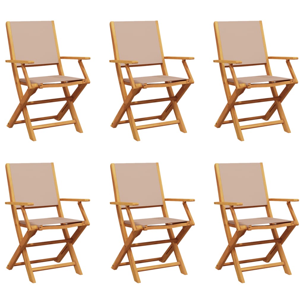 foldbare havestole 6 stk. stof og massivt træ gråbrunt