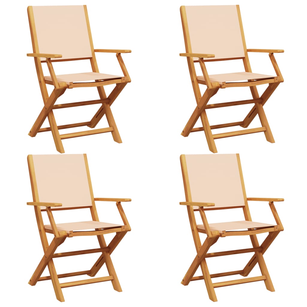 foldbare havestole 4 stk. stof og massivt træ beige