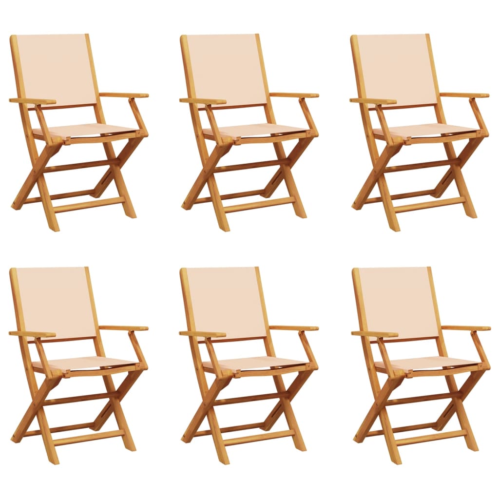 havestole 6 stk. foldbar stof massivt træ beige