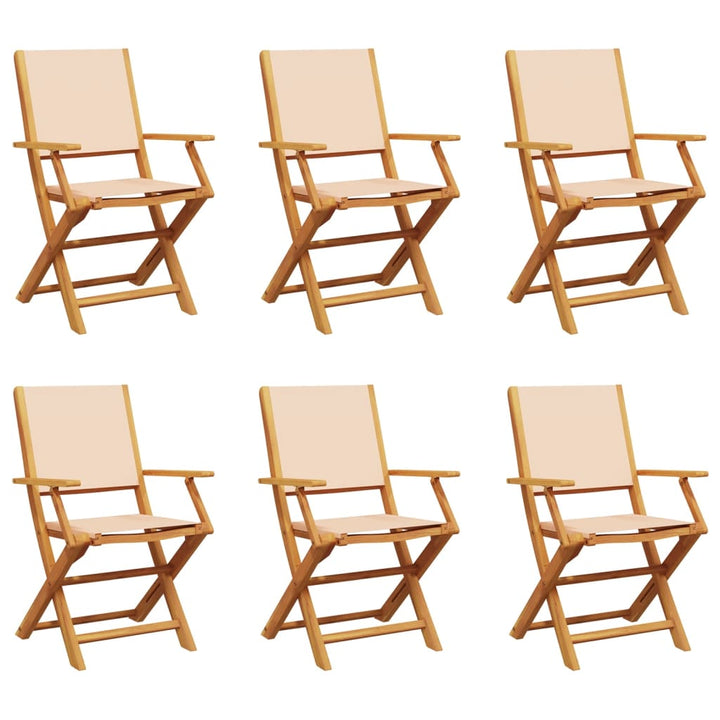 havestole 6 stk. foldbar stof massivt træ beige