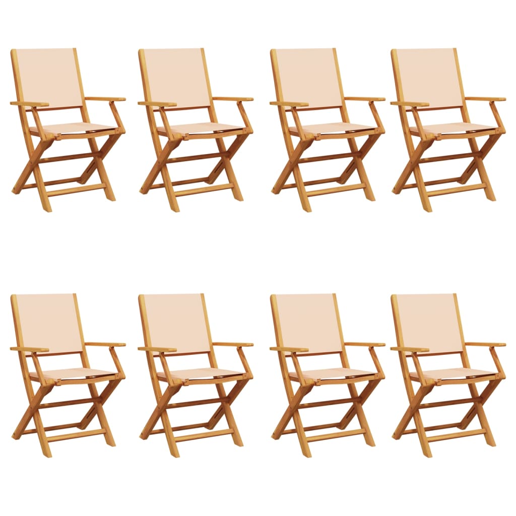 foldbare havestole 8 stk. stof og massivt træ beige