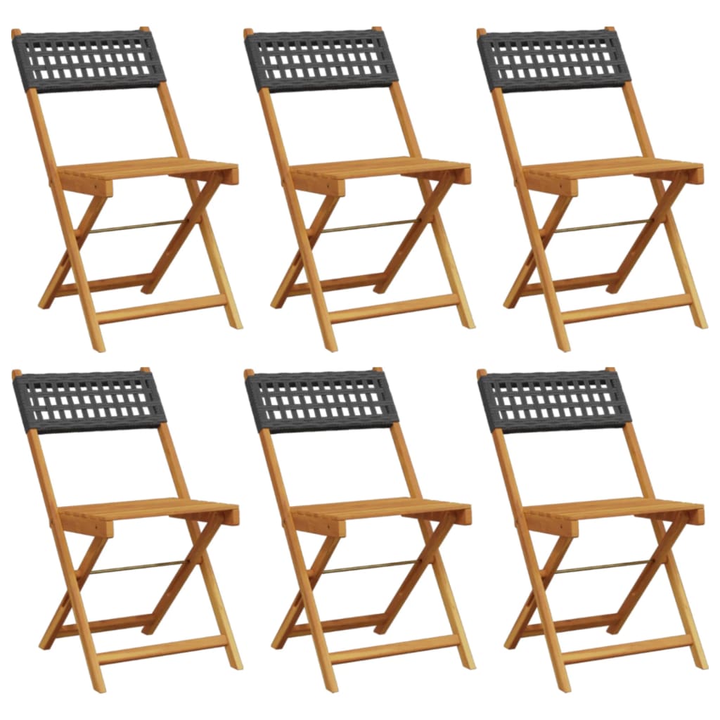 foldbare havestole 6 stk. polyrattan sort