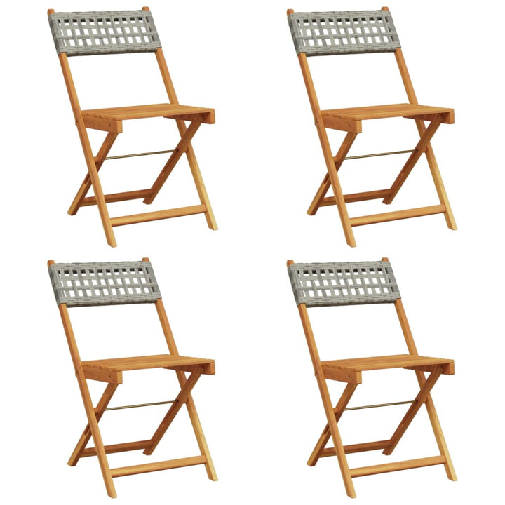 havestole 4 stk. foldbar polyrattan og massivt træ grå