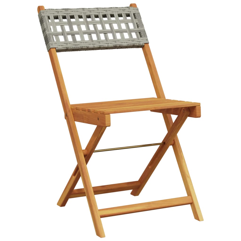 havestole 6 stk. foldbar polyrattan og massivt træ grå