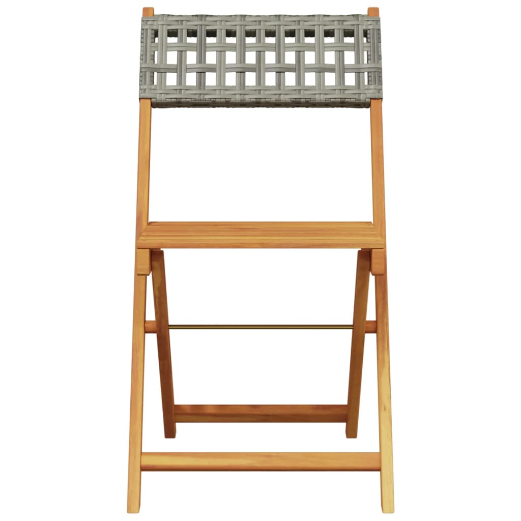 havestole 6 stk. foldbar polyrattan og massivt træ grå