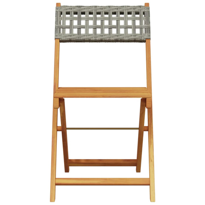 havestole 6 stk. foldbar polyrattan og massivt træ grå