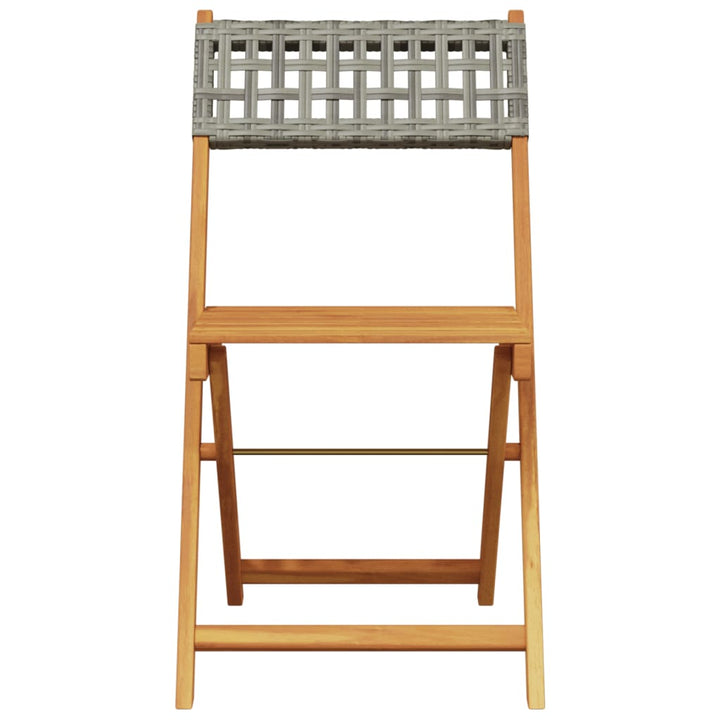 havestole 8 stk. foldbar polyrattan og massivt træ grå