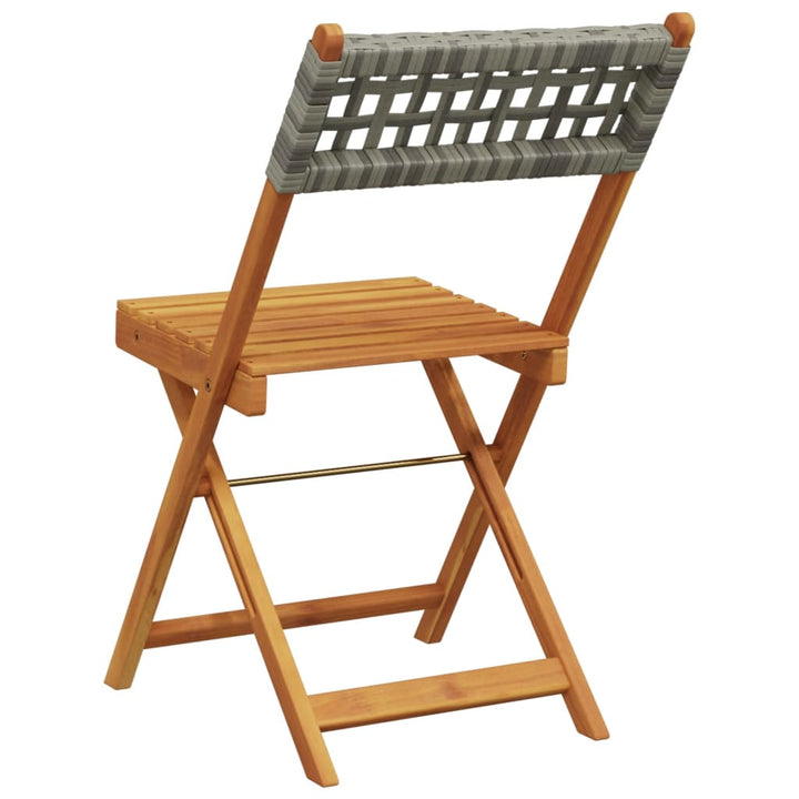 havestole 8 stk. foldbar polyrattan og massivt træ grå