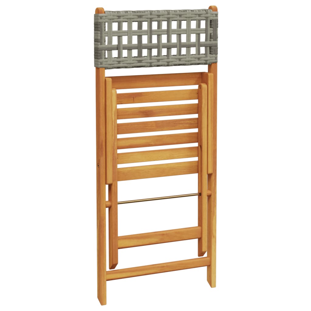havestole 8 stk. foldbar polyrattan og massivt træ grå