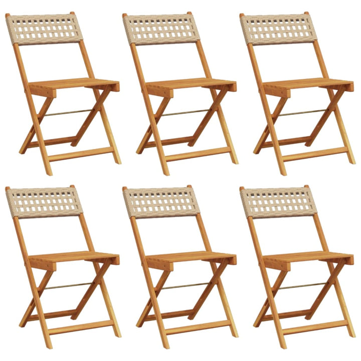 foldbare havestole 6 stk. polyrattan beige