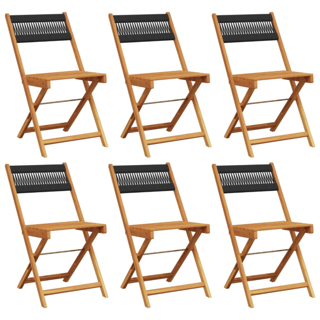 foldbare havestole 6 stk. massivt akacietræ sort