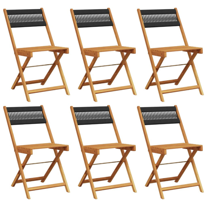 foldbare havestole 6 stk. massivt akacietræ sort