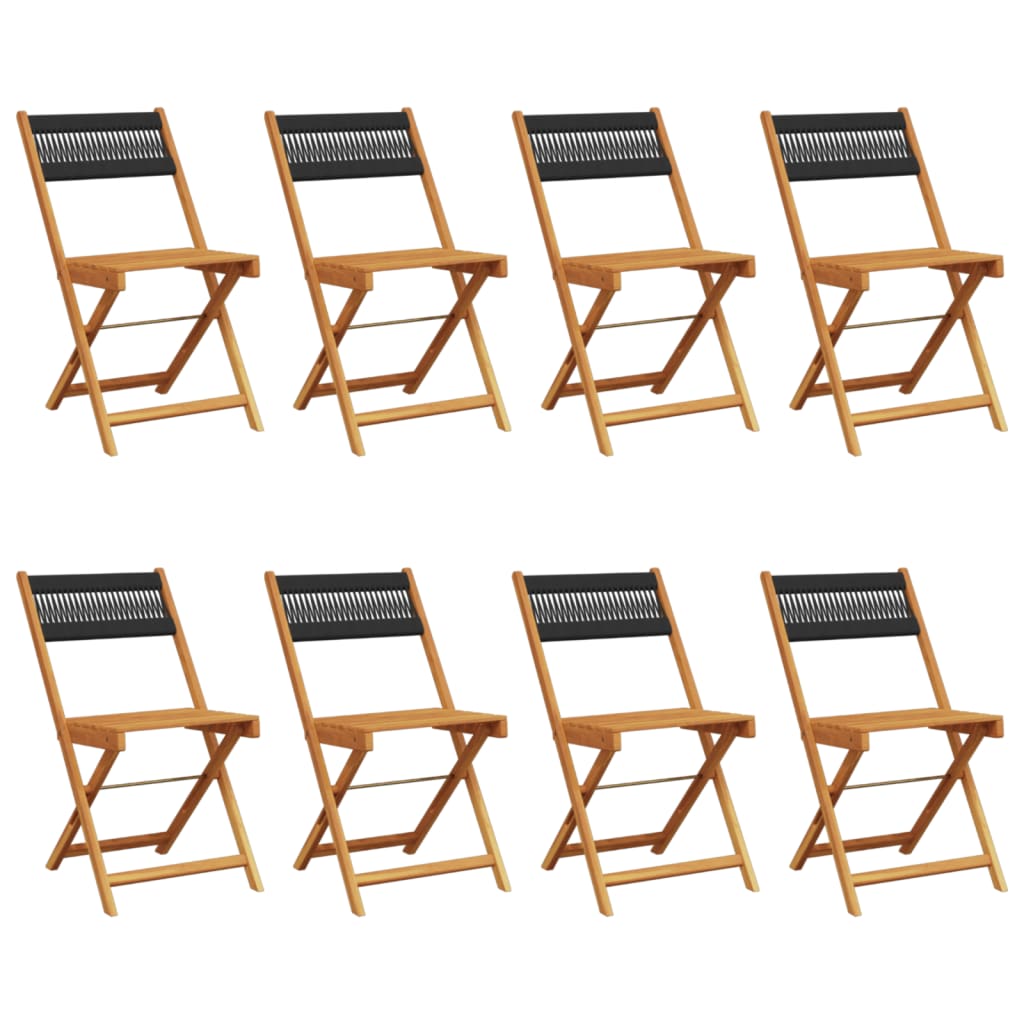 foldbare havestole 8 stk. massivt akacietræ sort